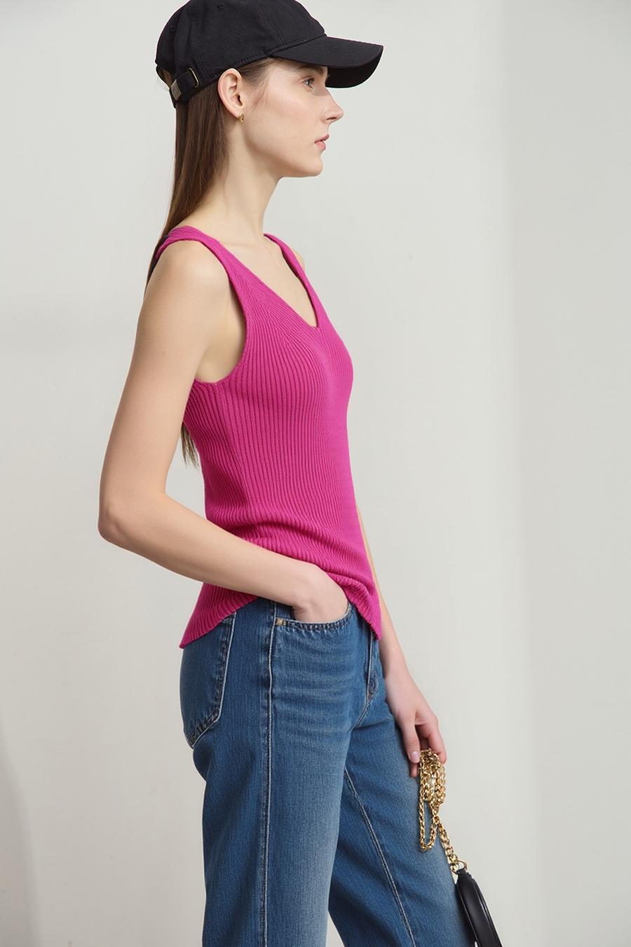 V-neck knit camisole|AMII