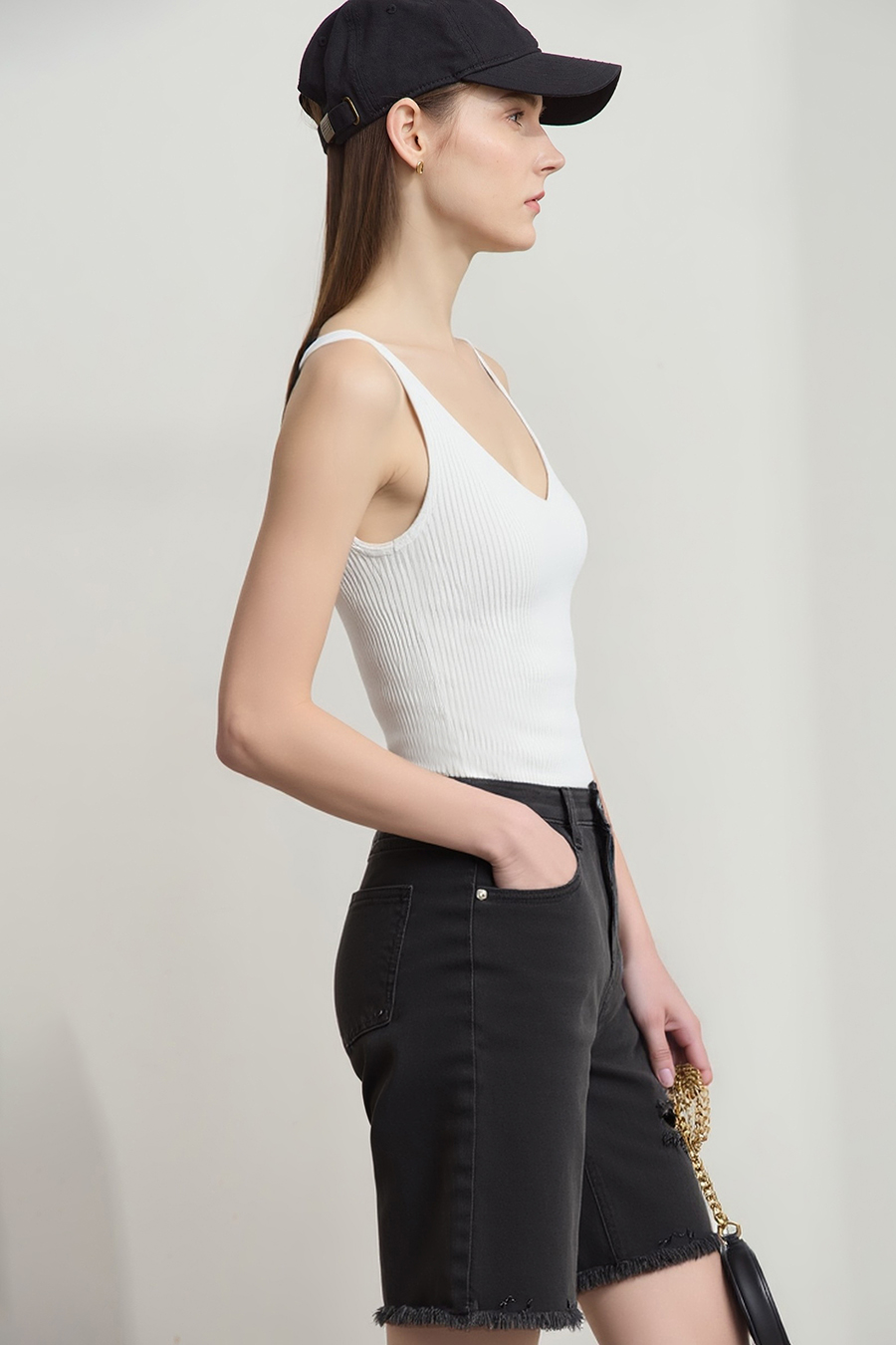 V-neck knit camisole|AMII
