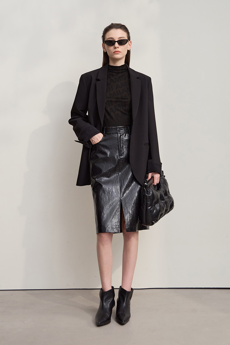 Half Turtleneck Mesh T-Shirt