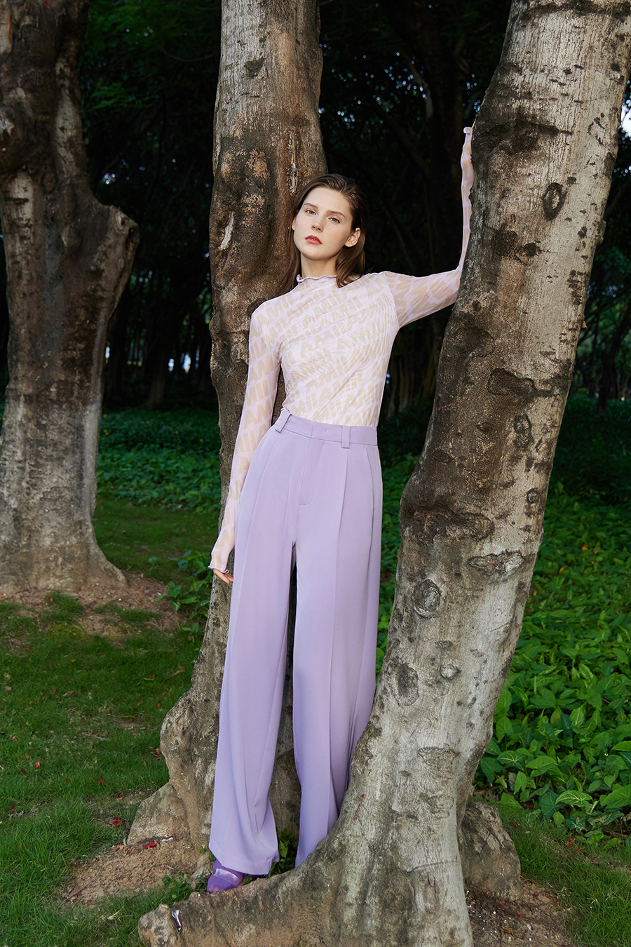 Half Turtleneck Mesh T-Shirt