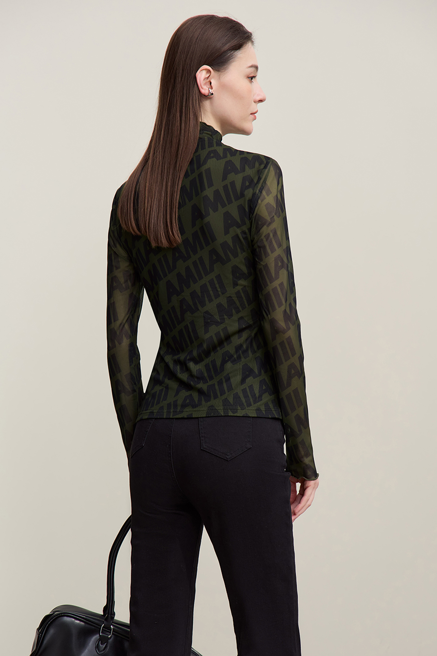 Half Turtleneck Mesh T-Shirt