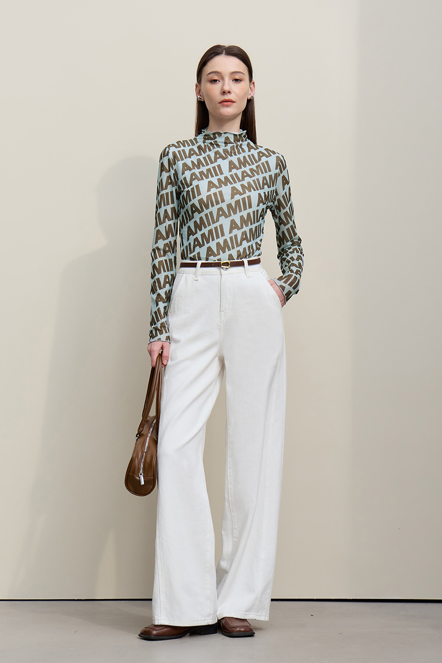 Half Turtleneck Mesh T-Shirt