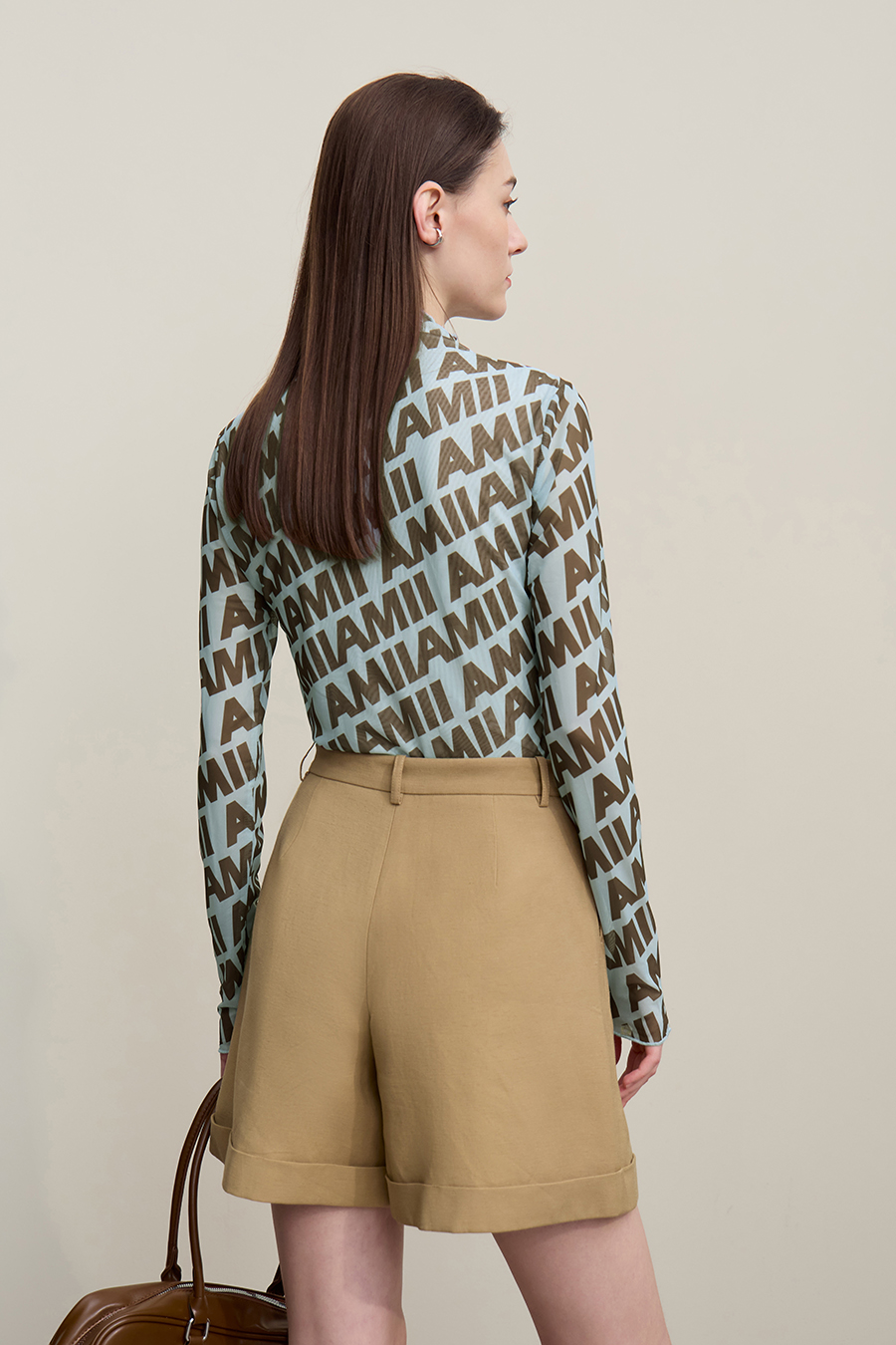 Half Turtleneck Mesh T-Shirt