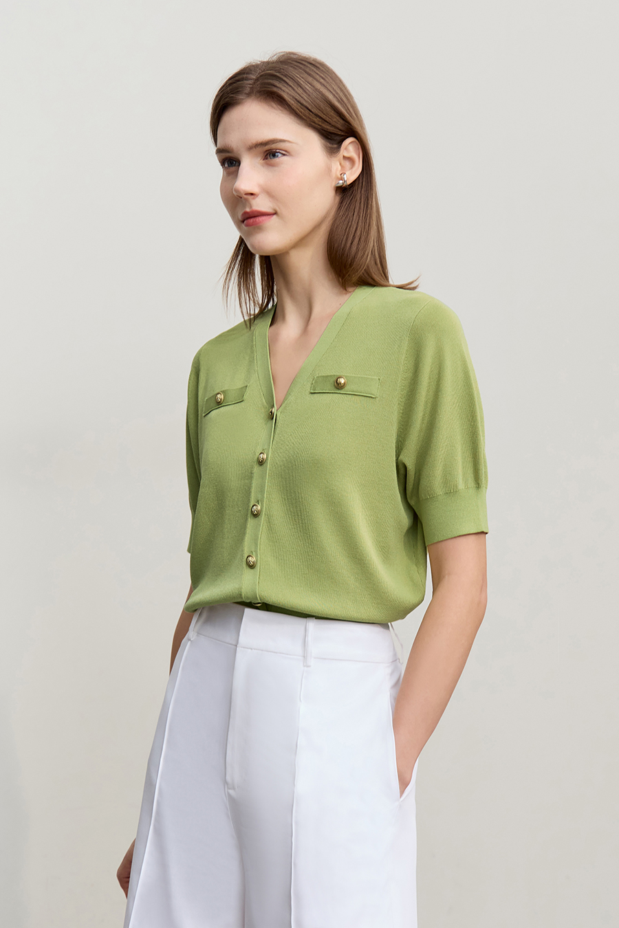 Chanel-Style Short Sleeve Knit Cardigan|AMII-AMII.com