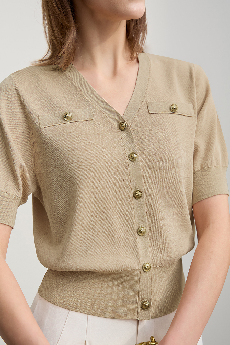 Chanel-Style Short Sleeve Knit Cardigan|AMII-AMII.com