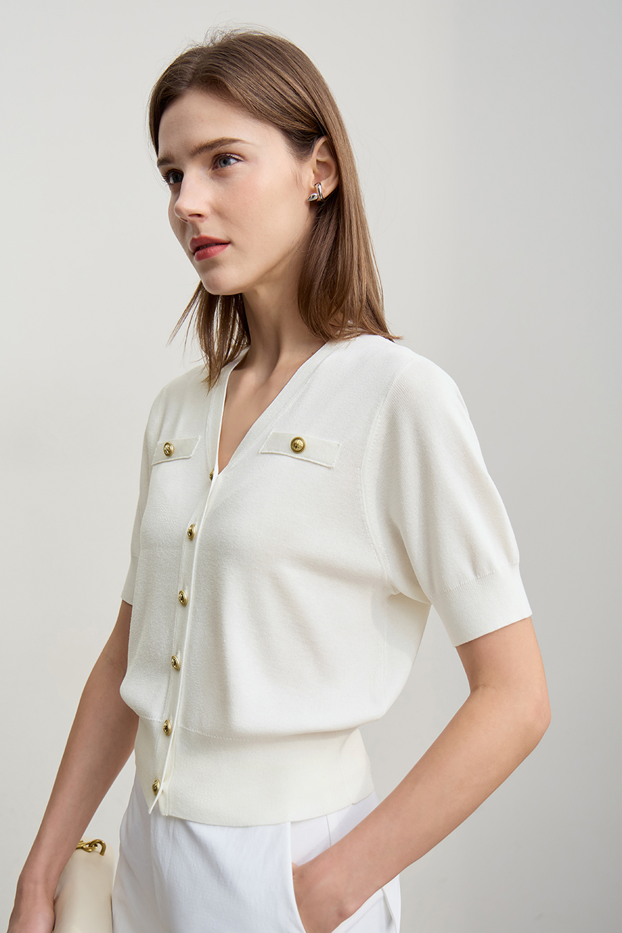 Chanel-Style Short Sleeve Knit Cardigan|AMII-AMII.com