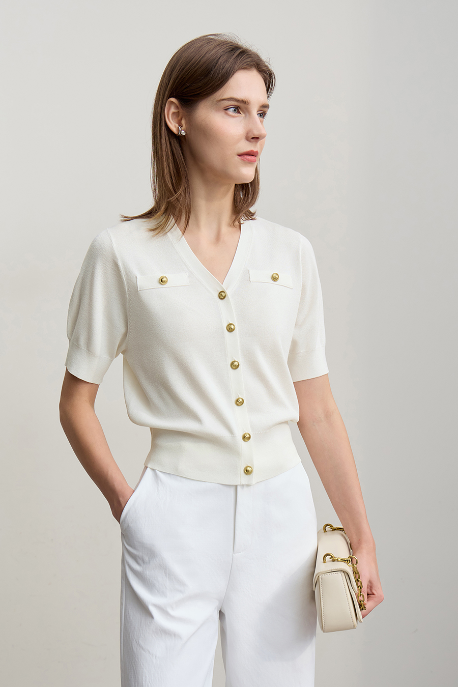 Chanel-Style Short Sleeve Knit Cardigan|AMII-AMII.com