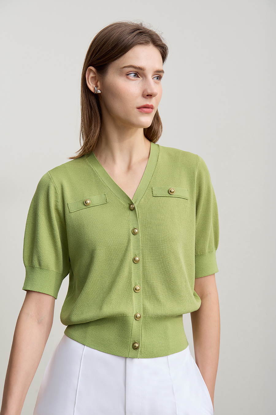 Chanel-Style Short Sleeve Knit Cardigan|AMII-AMII.com