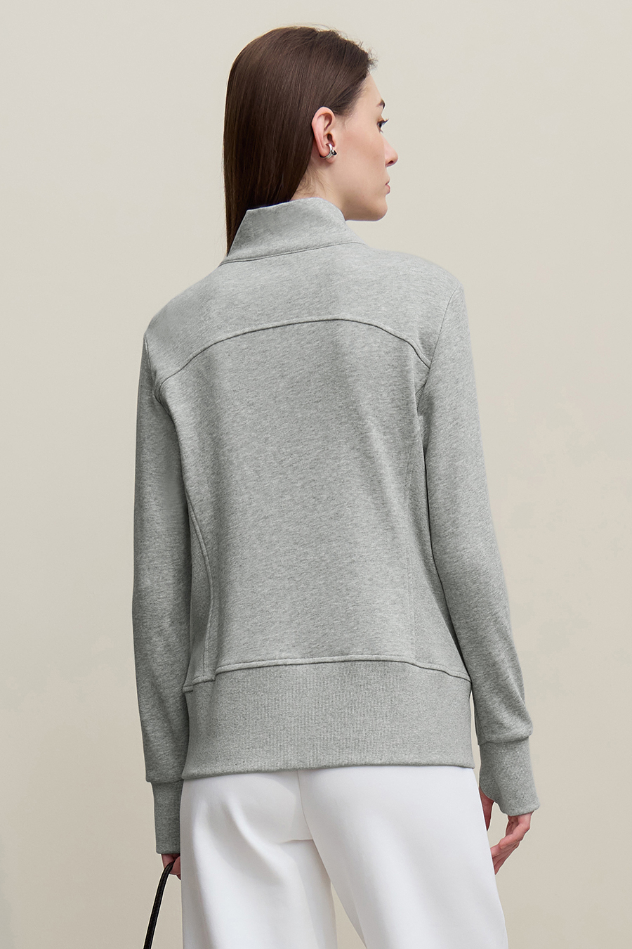 Rib Spliced Zipper Jacket|AMII
