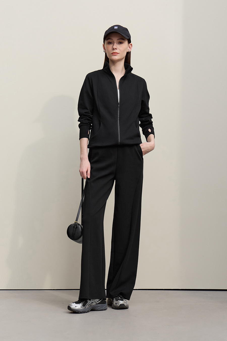 Rib Spliced Zipper Jacket|AMII