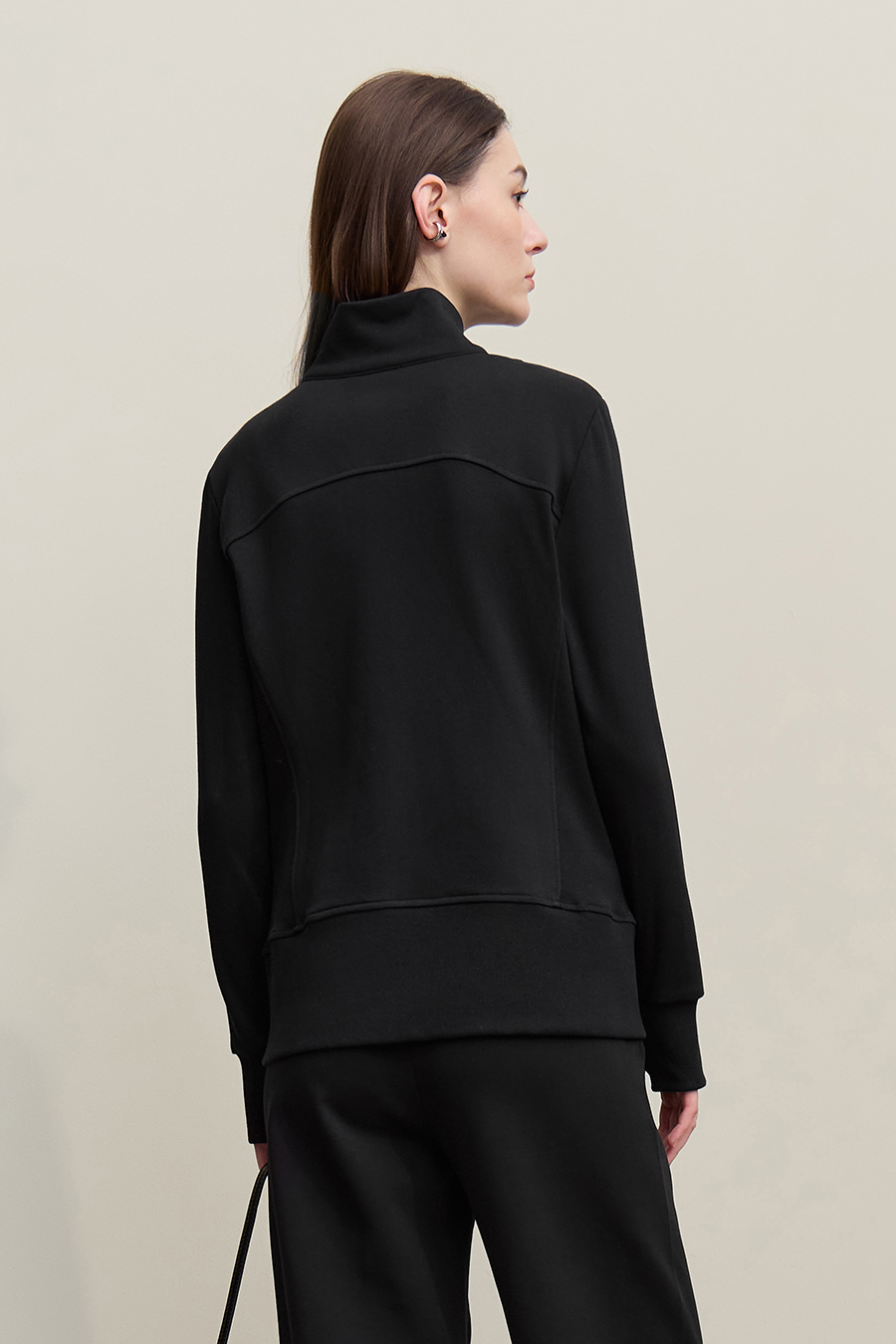 Rib Spliced Zipper Jacket|AMII