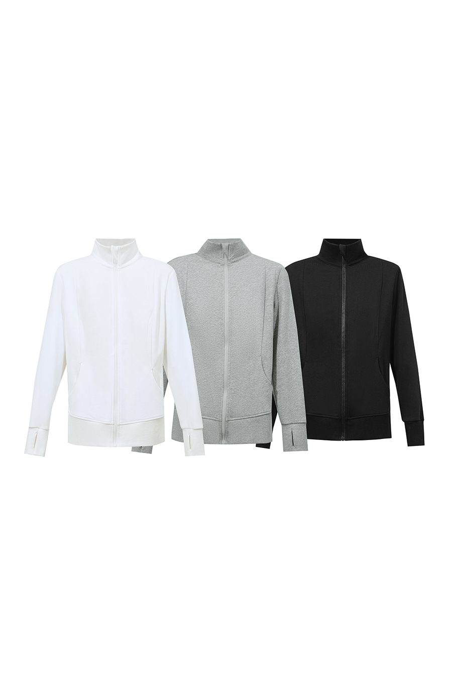 Rib Spliced Zipper Jacket|AMII