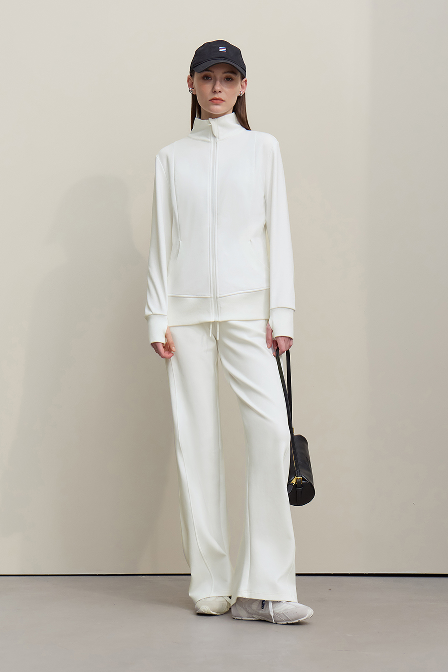Rib Spliced Zipper Jacket|AMII