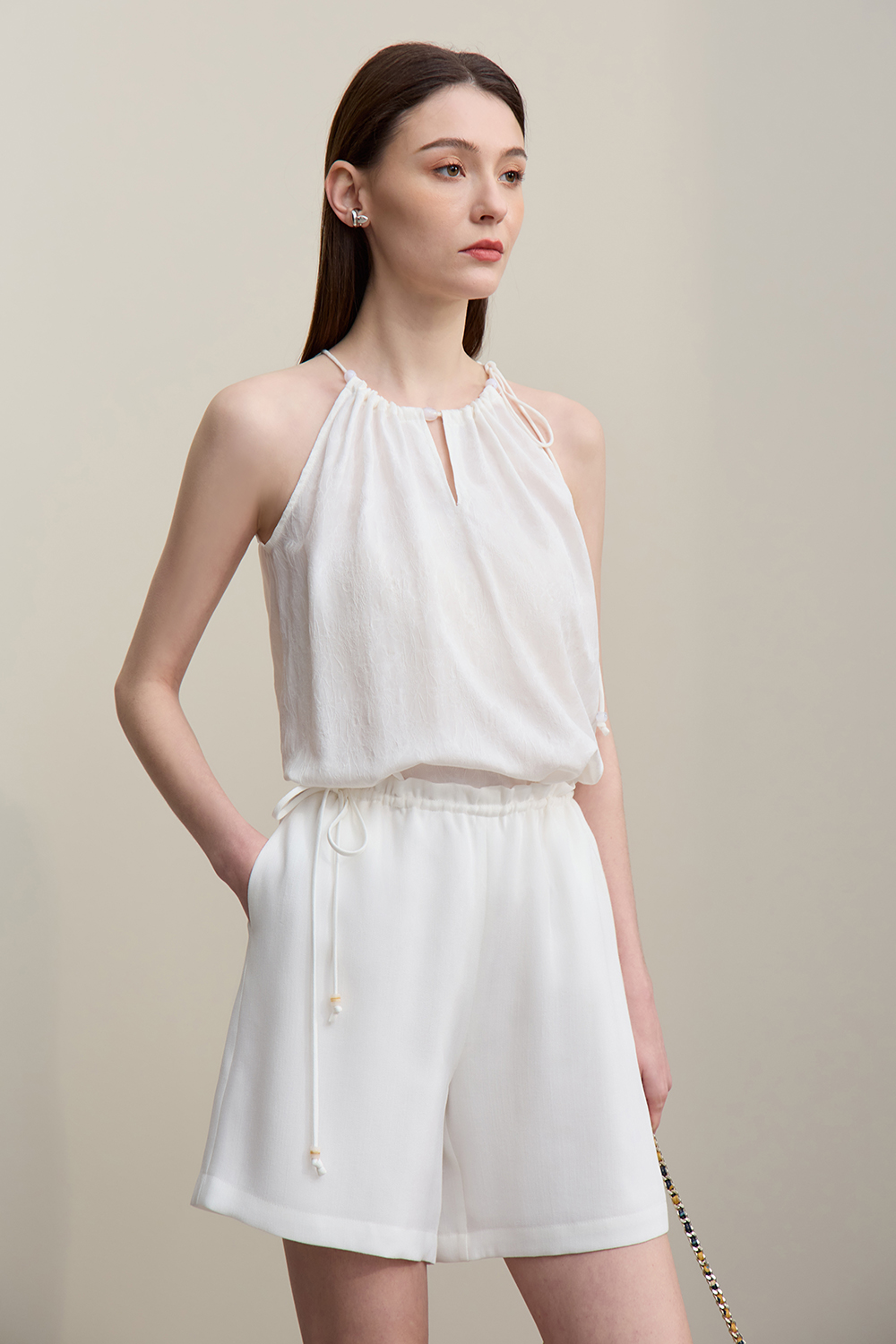 Tie Jacquard Camisole Top