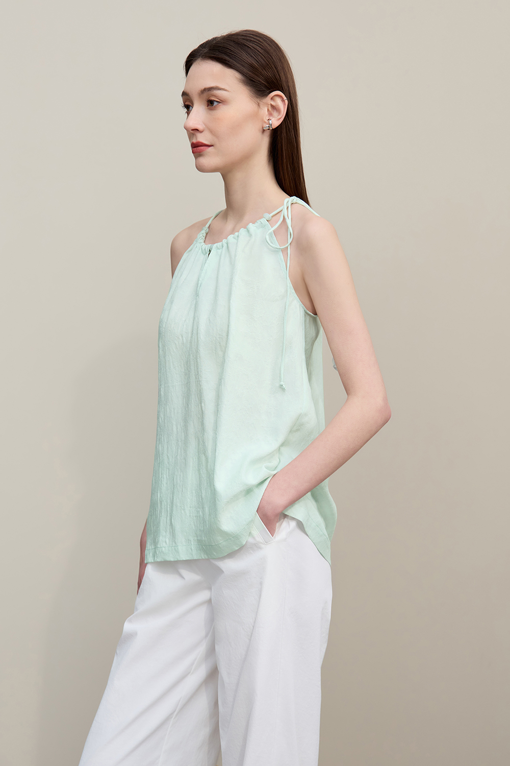 Tie Jacquard Camisole Top