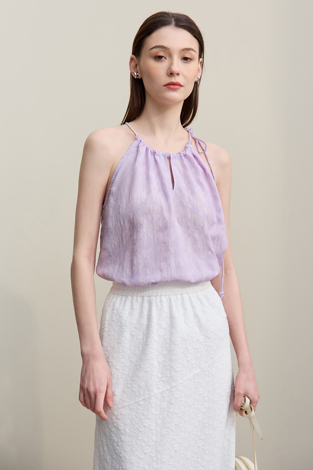Tie Jacquard Camisole Top