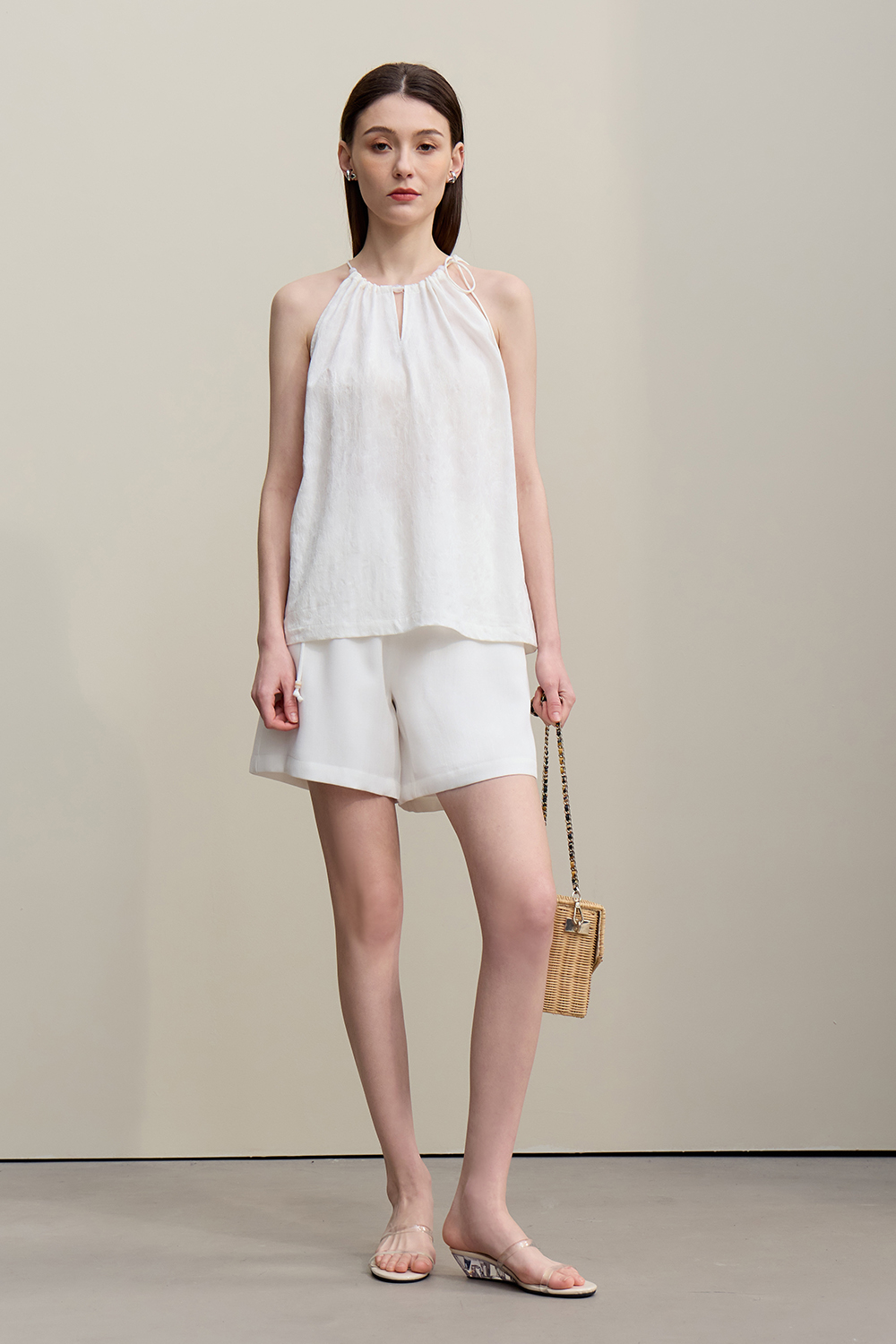 Tie Jacquard Camisole Top