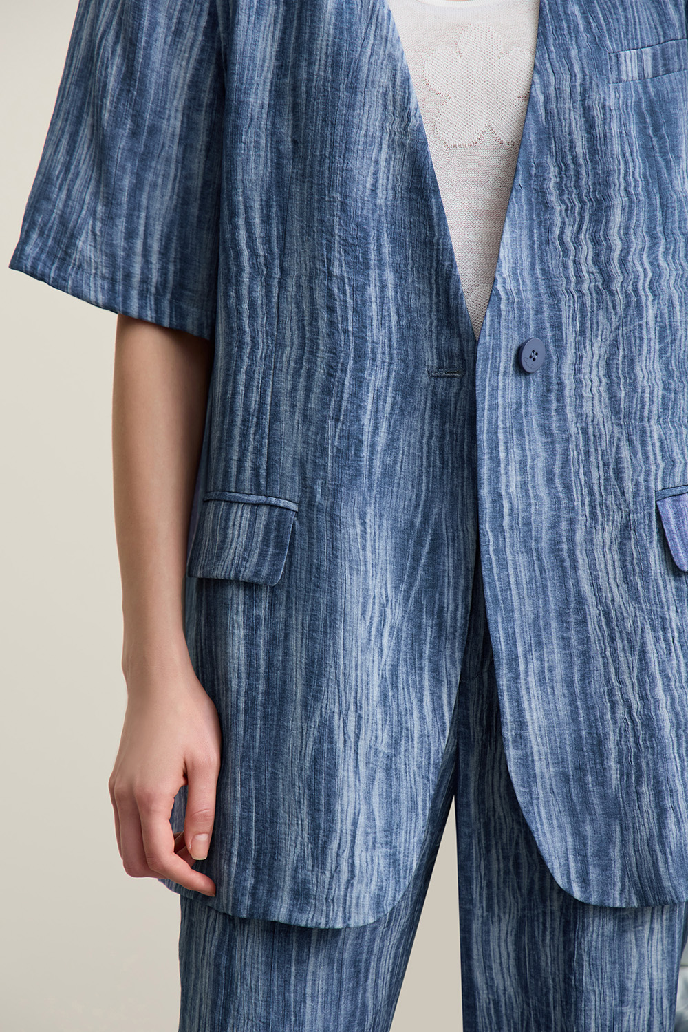 V-neck Short Sleeve Tie-dye Blazer