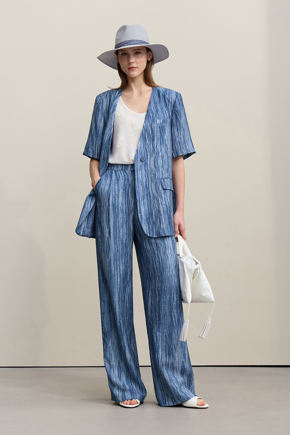 V-neck Short Sleeve Tie-dye Blazer