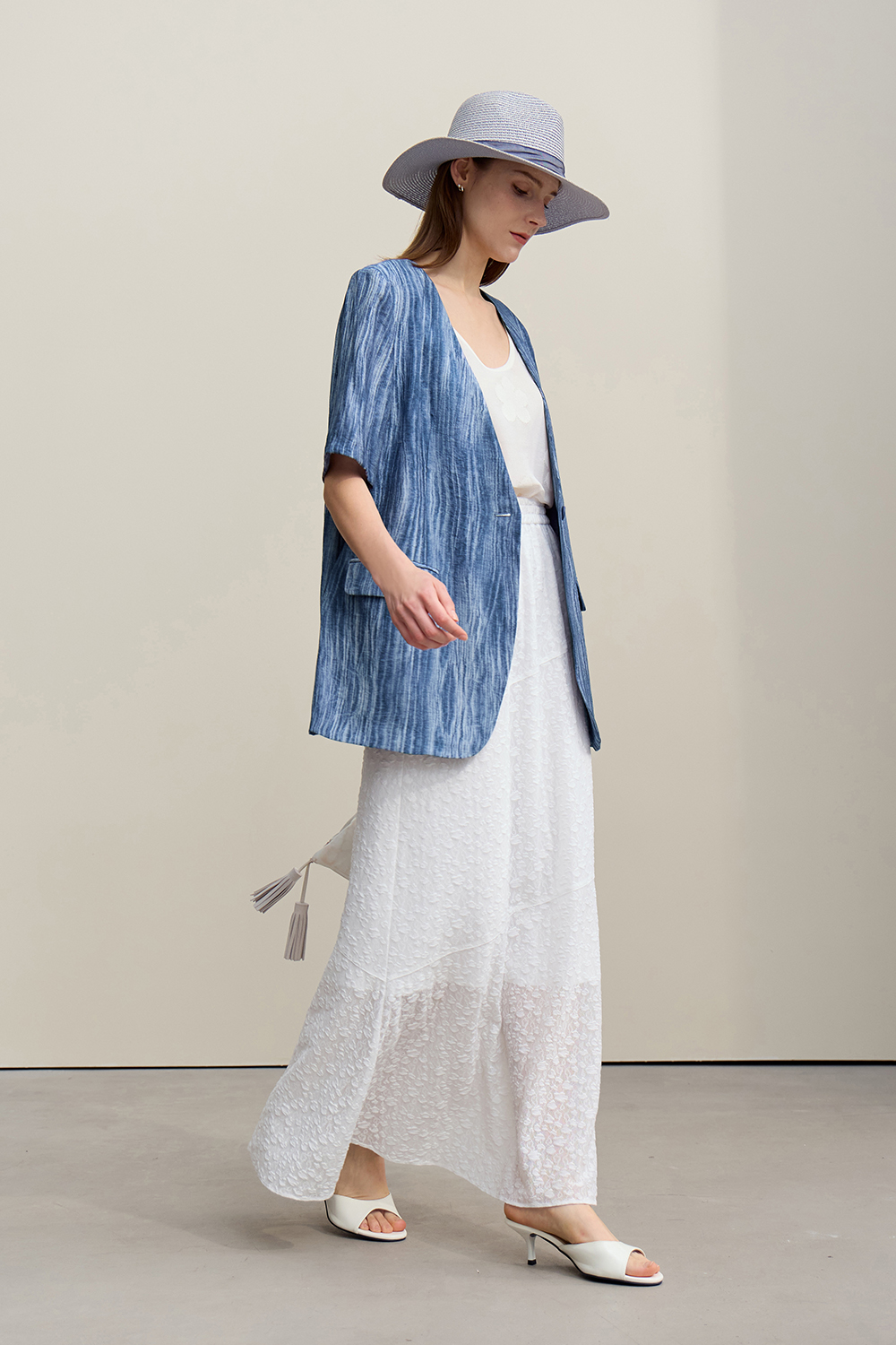 V-neck Short Sleeve Tie-dye Blazer