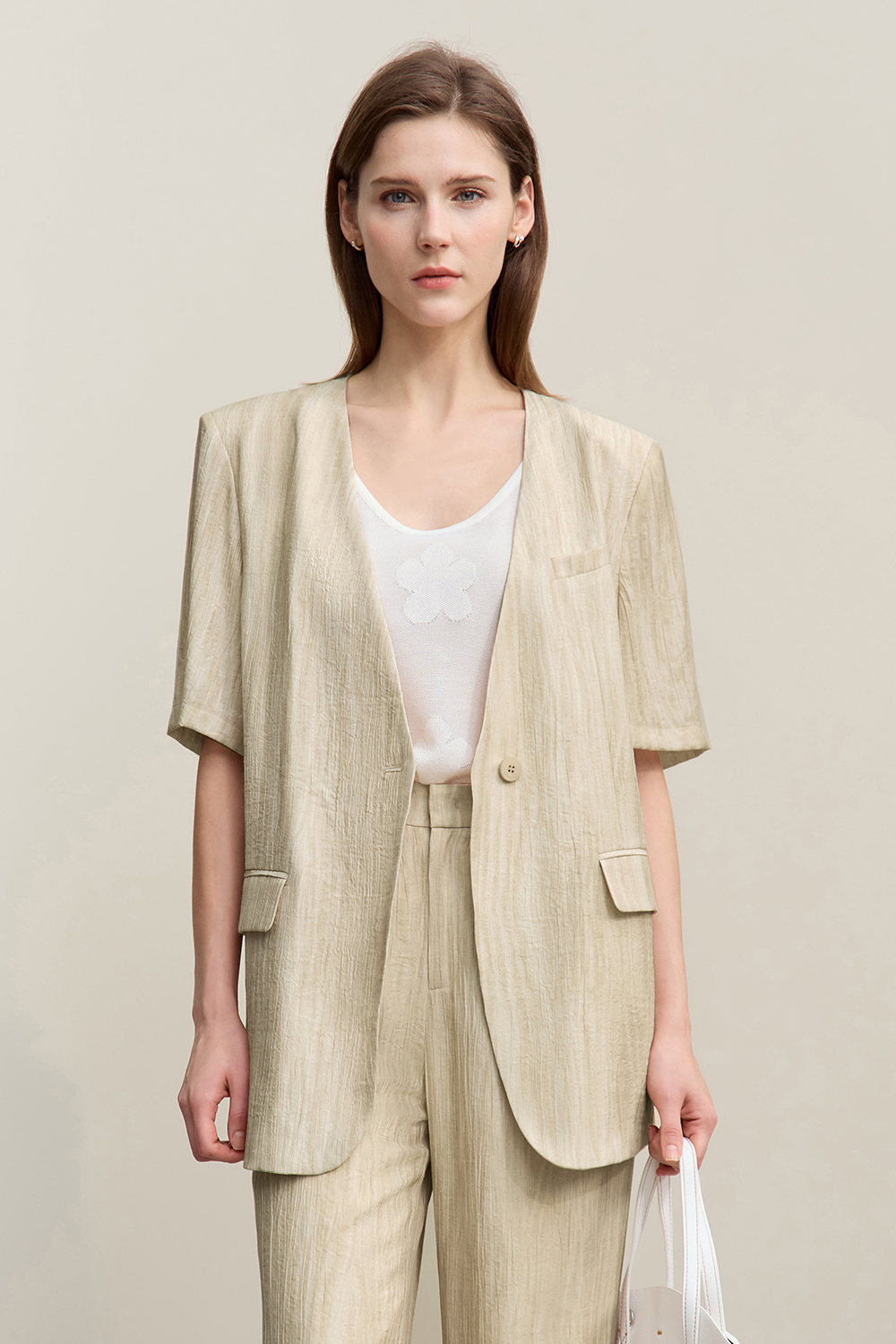 V-neck Short Sleeve Tie-dye Blazer