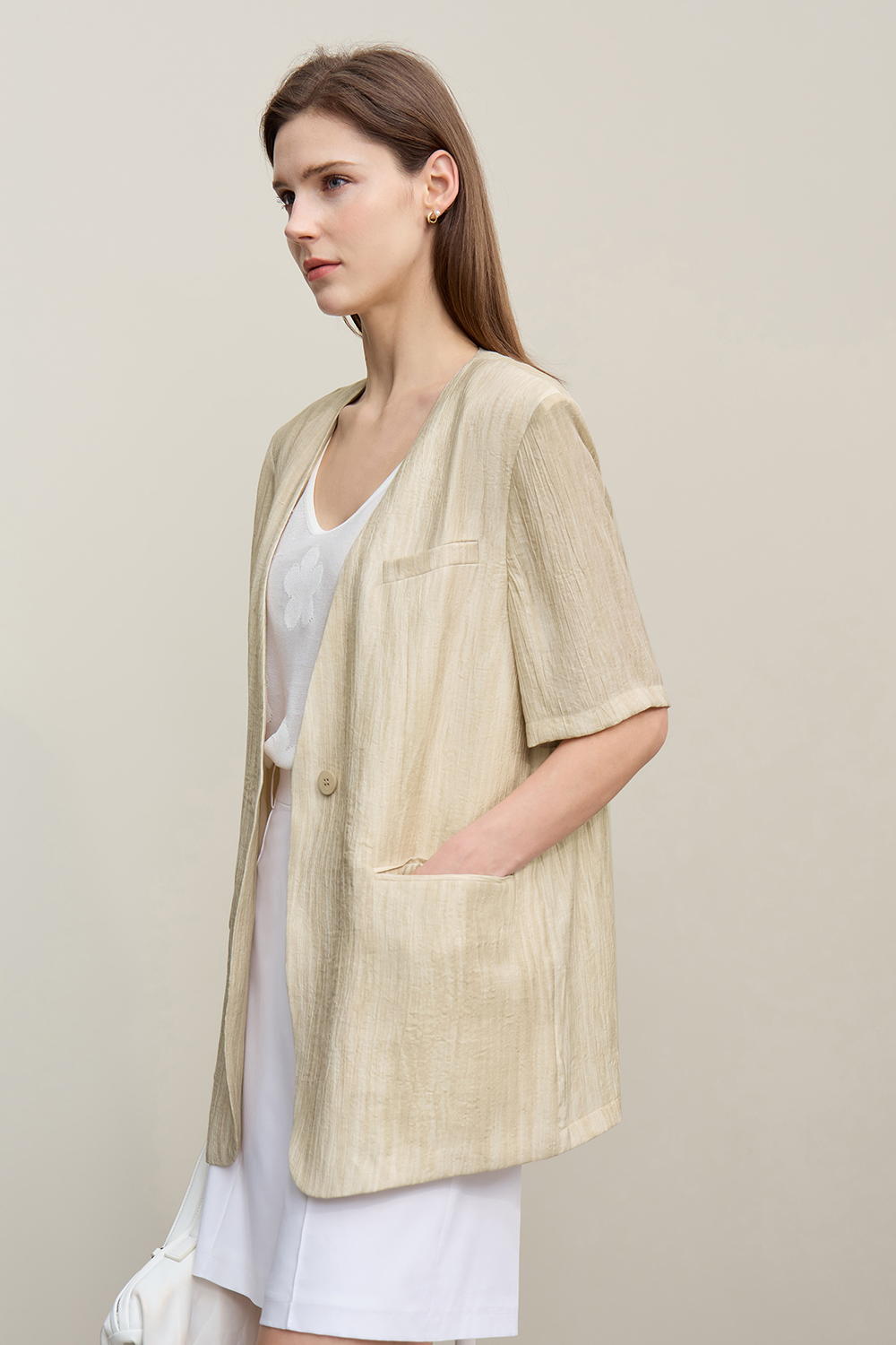 V-neck Short Sleeve Tie-dye Blazer