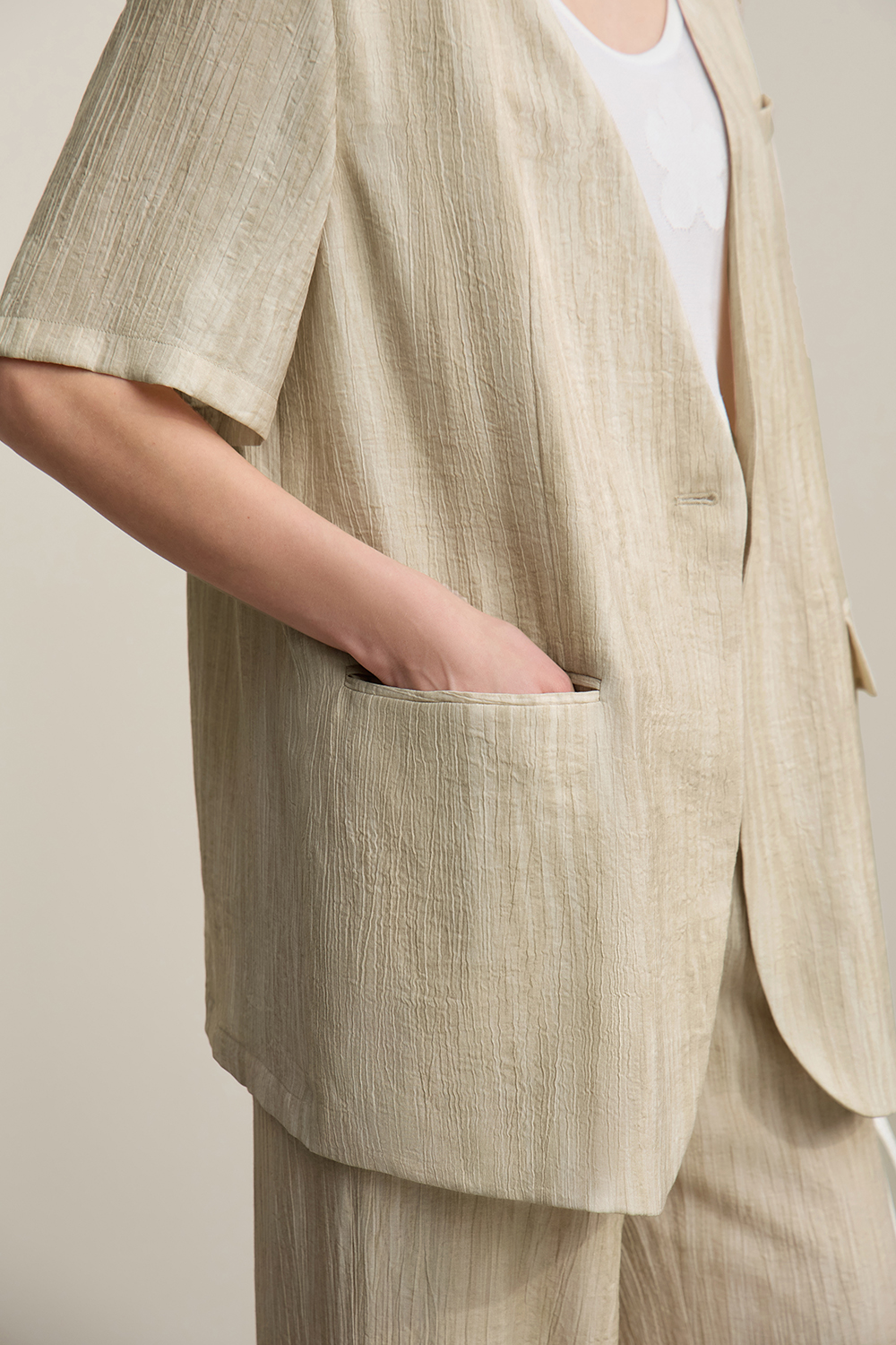 V-neck Short Sleeve Tie-dye Blazer