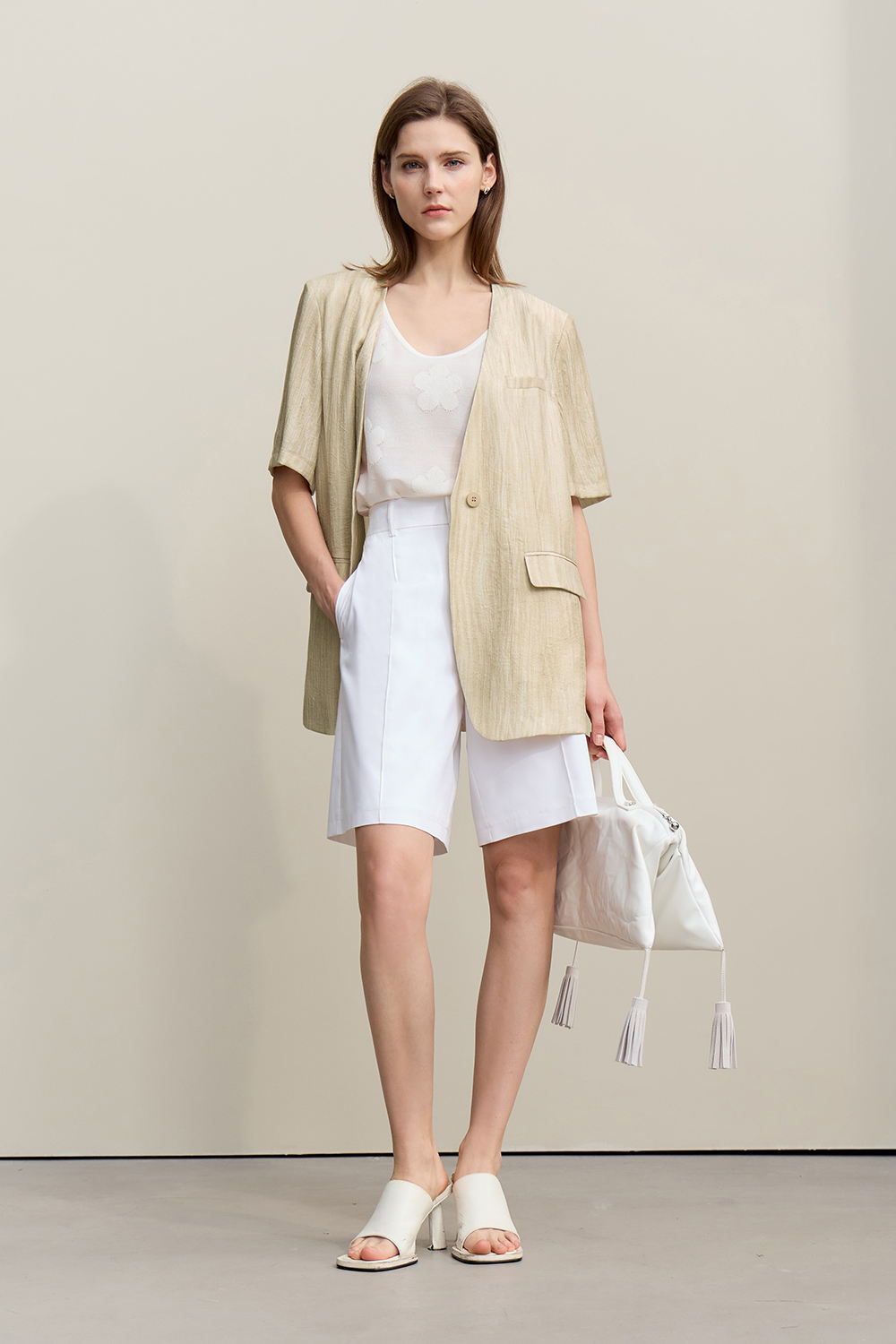 V-neck Short Sleeve Tie-dye Blazer