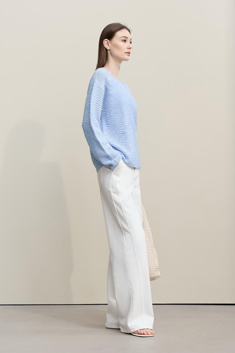 Lace Spliced Knitted Sweater