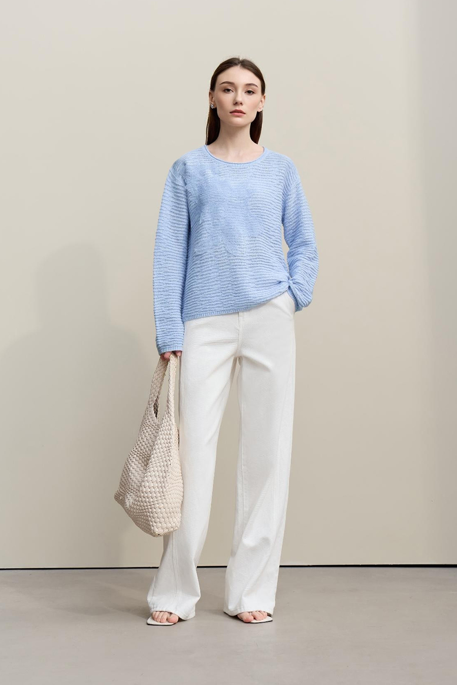 Lace Spliced Knitted Sweater