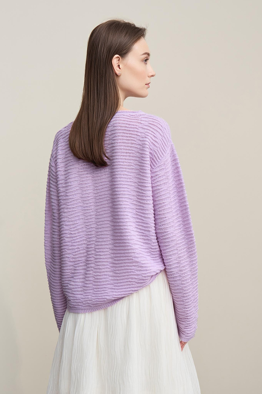 Lace Spliced Knitted Sweater