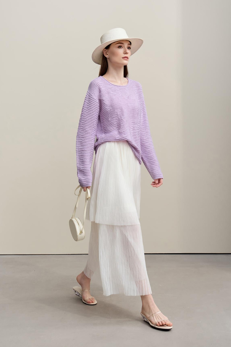 Lace Spliced Knitted Sweater