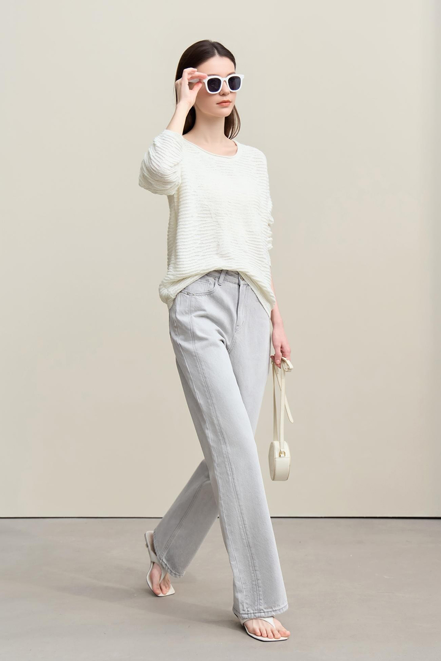 Lace Spliced Knitted Sweater