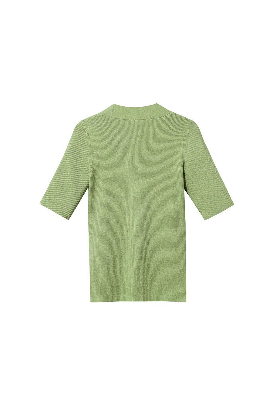 Mid-Sleeve Half-Placket Knitted Sweater