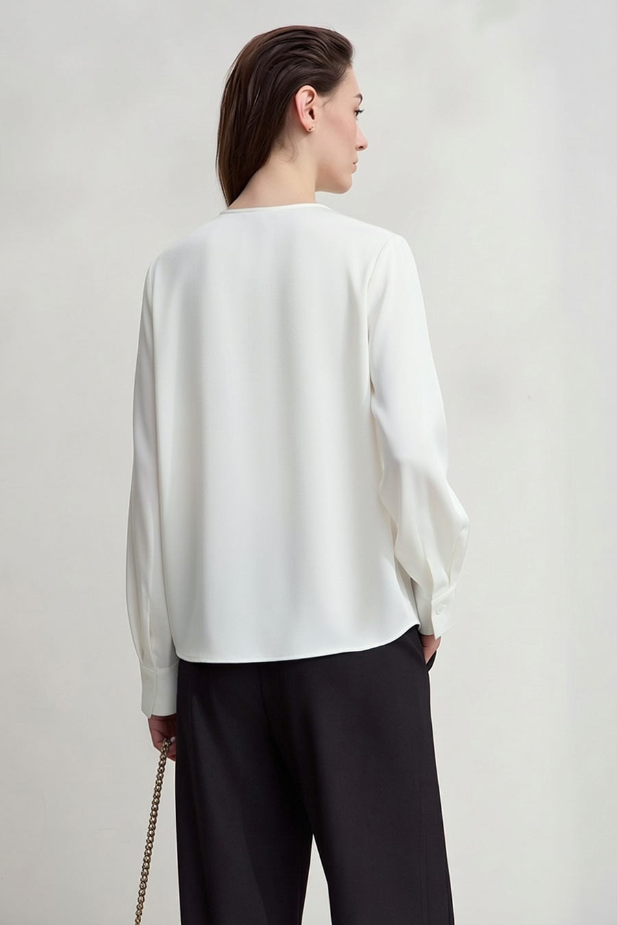 Asymmetrical V-Neck Chiffon Blouse