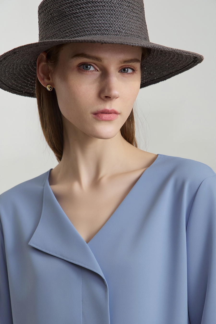 Asymmetrical V-Neck Chiffon Blouse