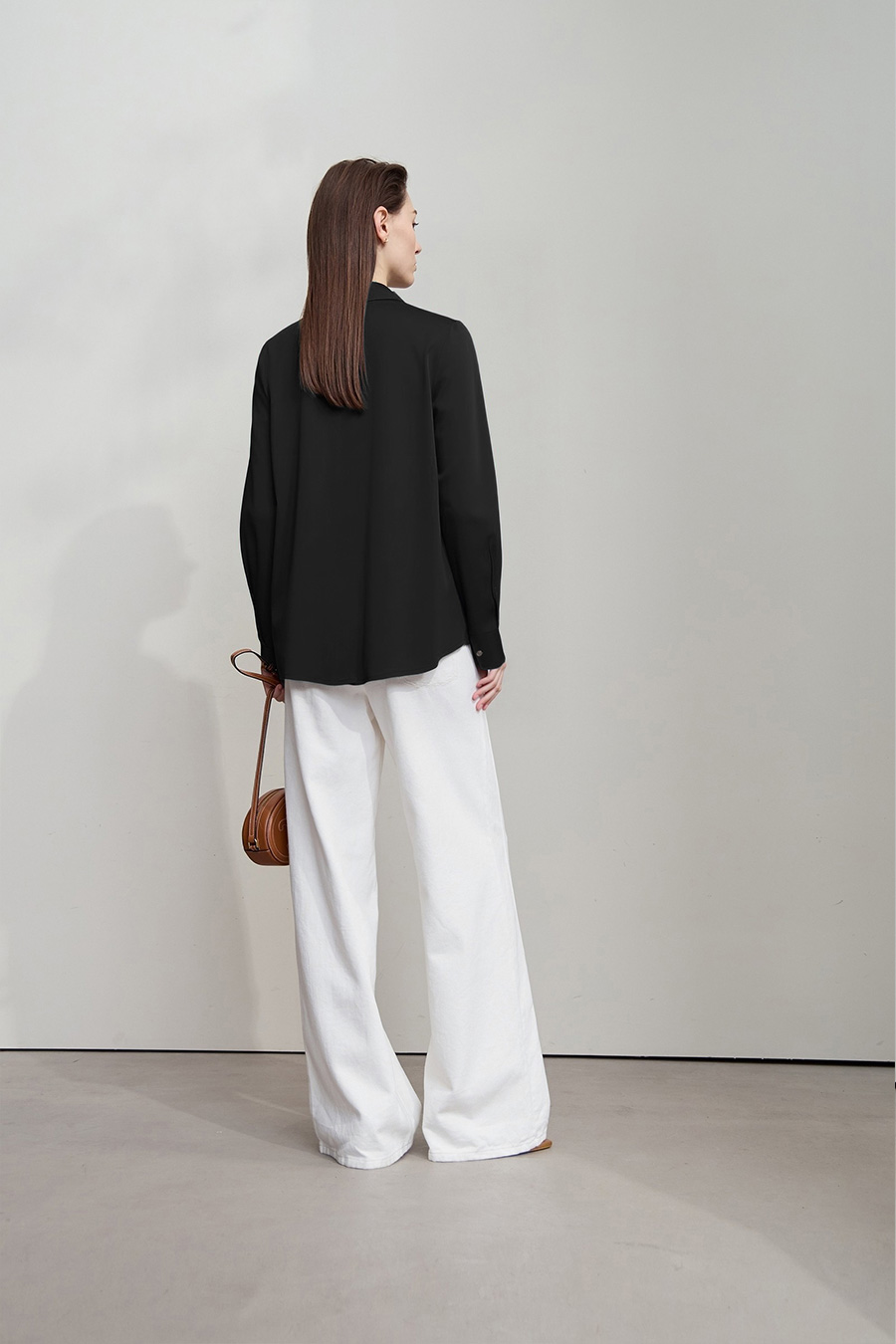 Satin Shirt with Geometric Buttons|AMII