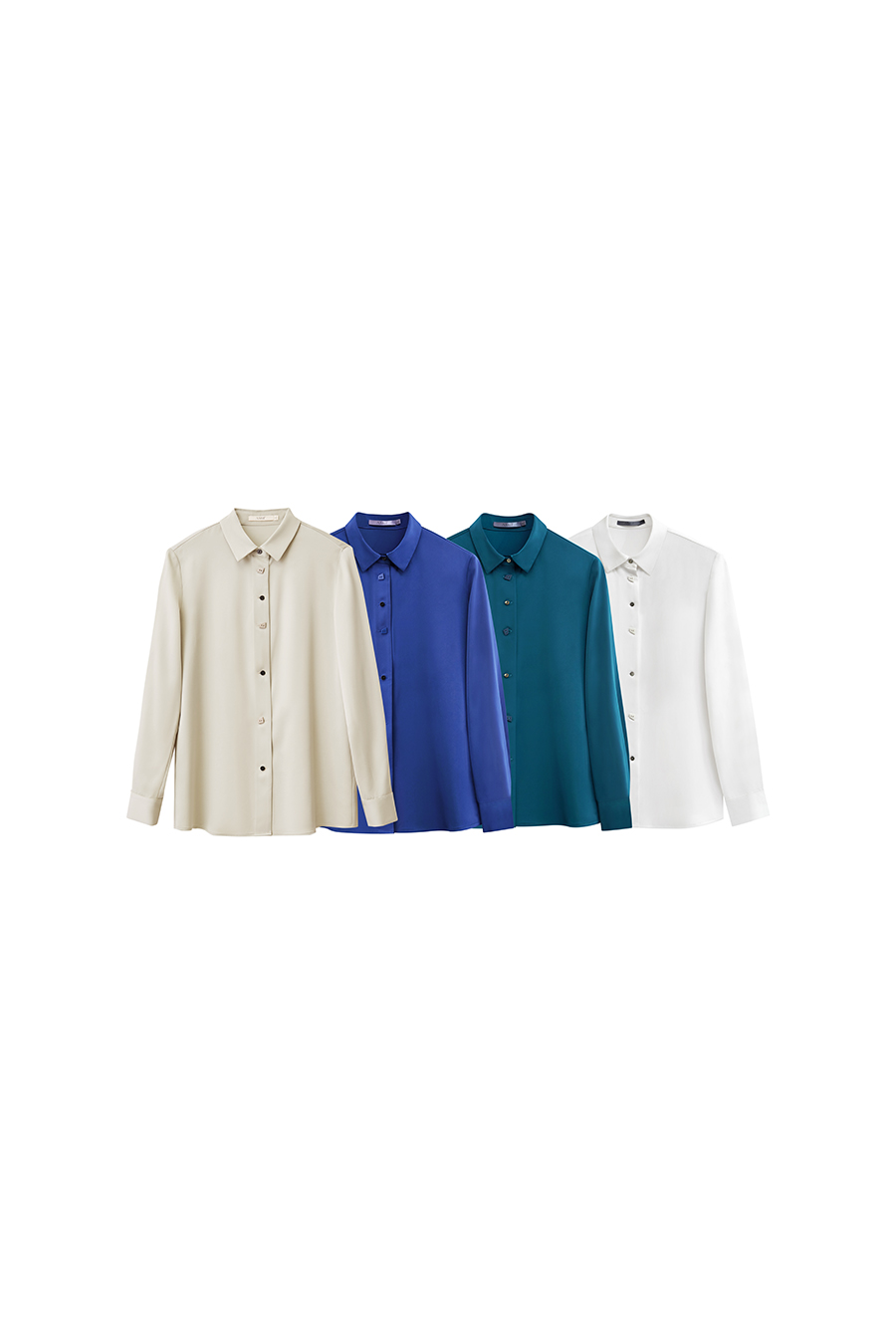 Satin Shirt with Geometric Buttons|AMII