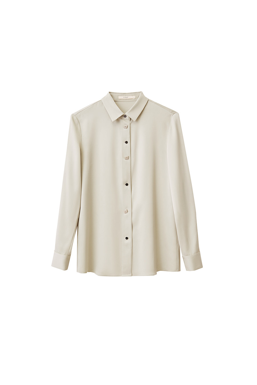 Satin Shirt with Geometric Buttons|AMII
