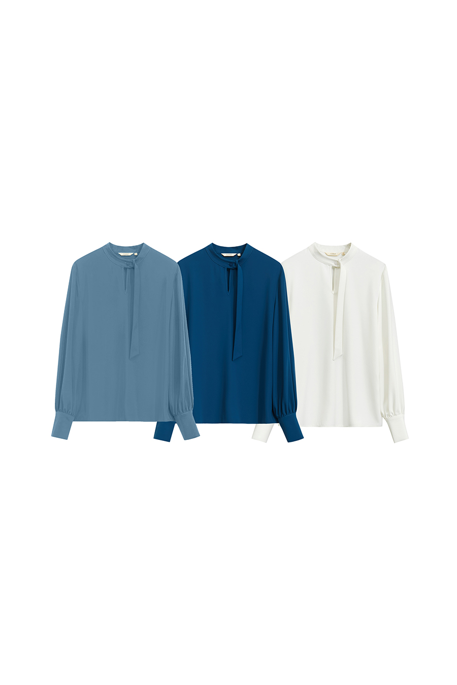 Stand Collar Hollow-out Shirt with Ribbon Detail|AMII
