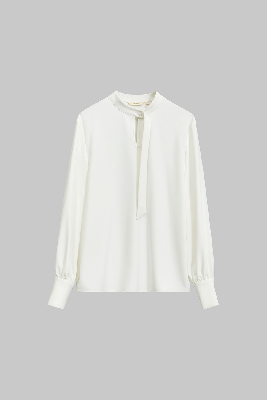 Stand Collar Hollow-out Shirt with Ribbon Detail|AMII