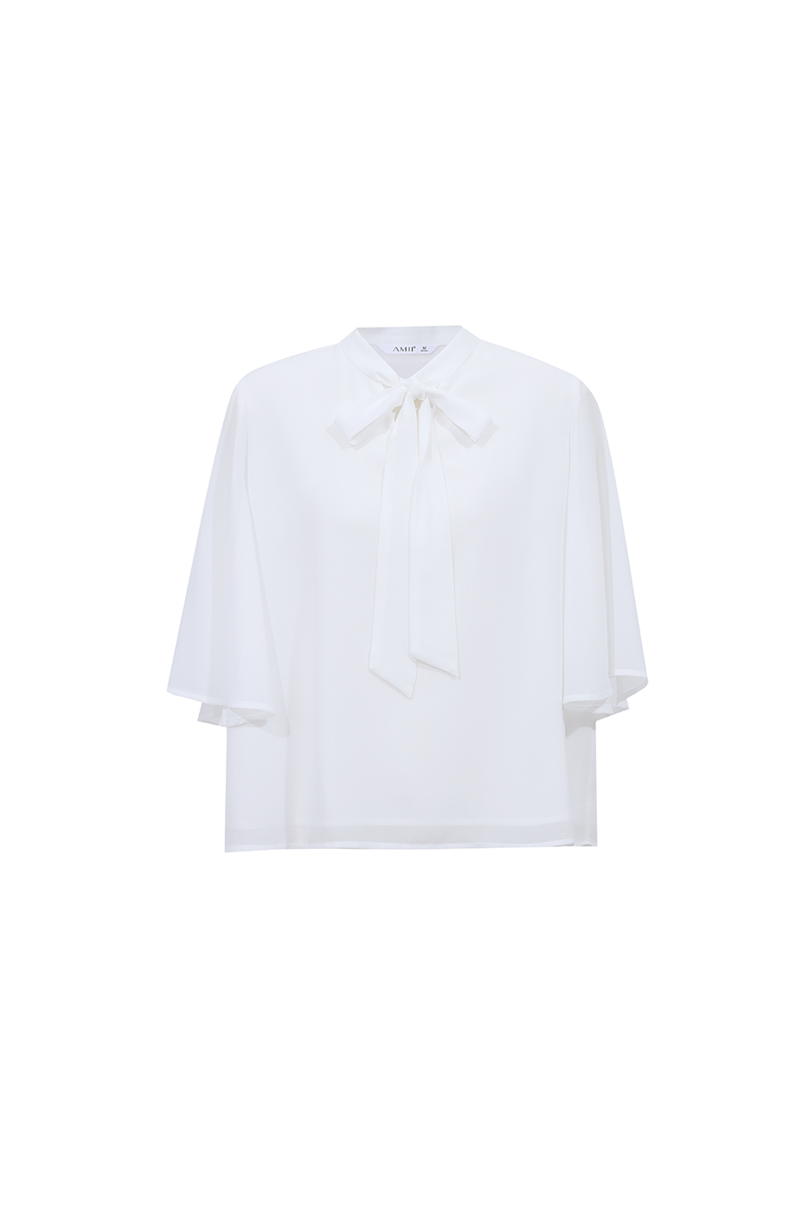 Flare Sleeve Tie Chiffon Blouse