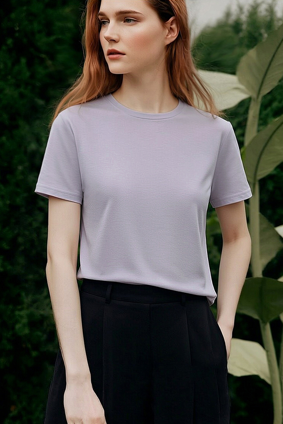 Crew Neck Short Sleeve Pure Cotton T-shirt|AMII