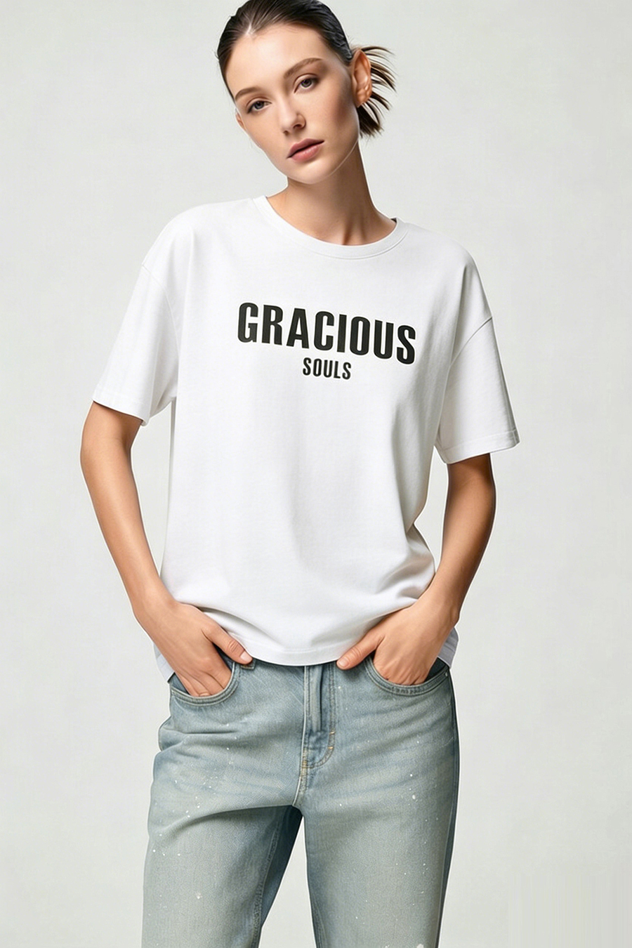 Letter Printed Cotton T-shirt