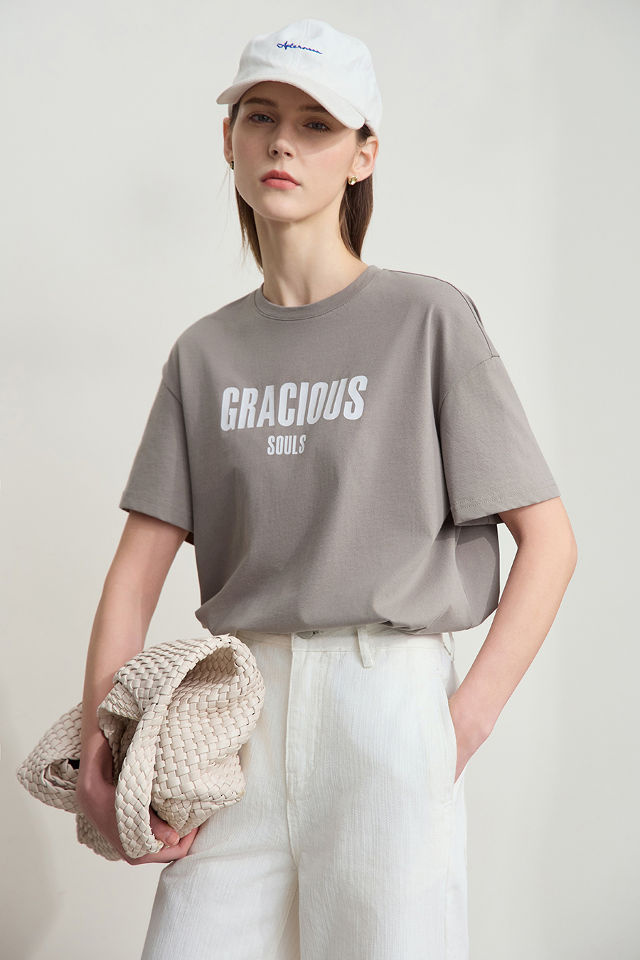 Letter Printed Cotton T-shirt