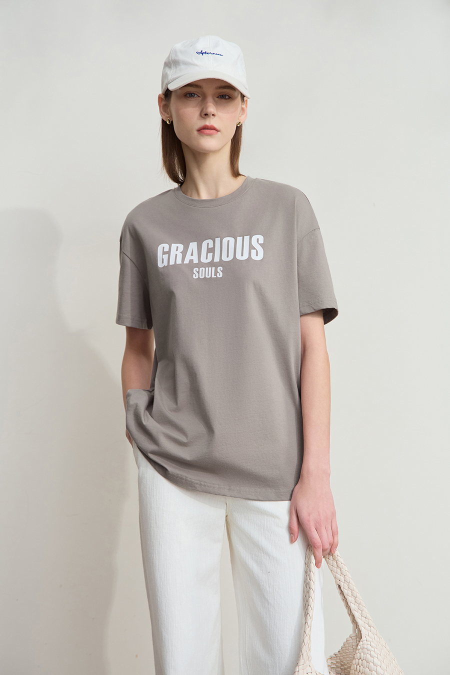 Letter Printed Cotton T-shirt