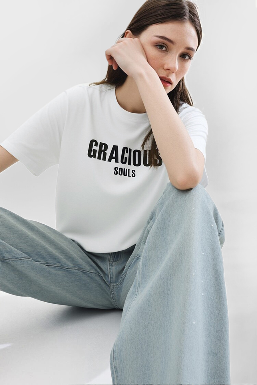 Letter Printed Cotton T-shirt