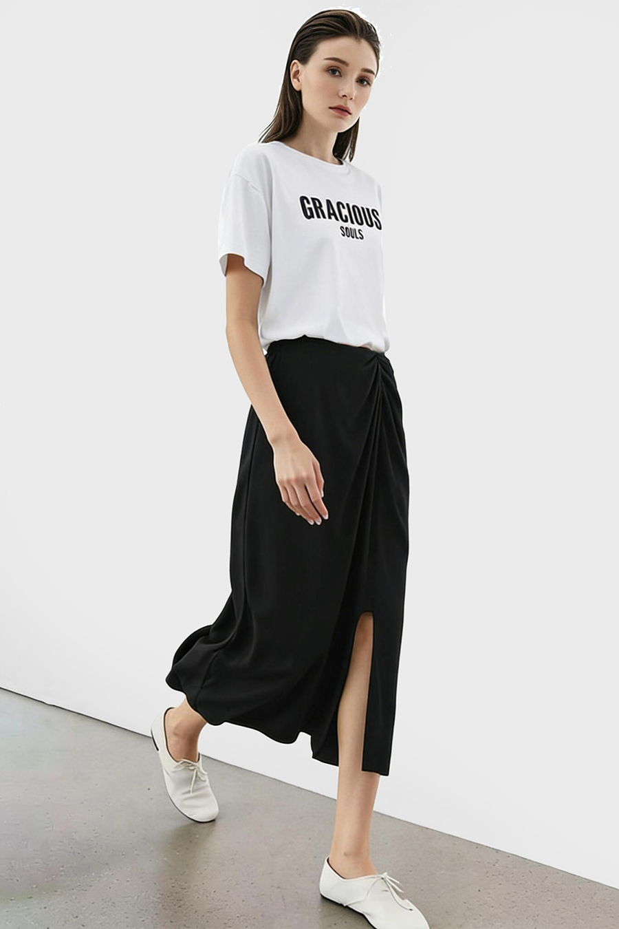 Letter Printed Cotton T-shirt