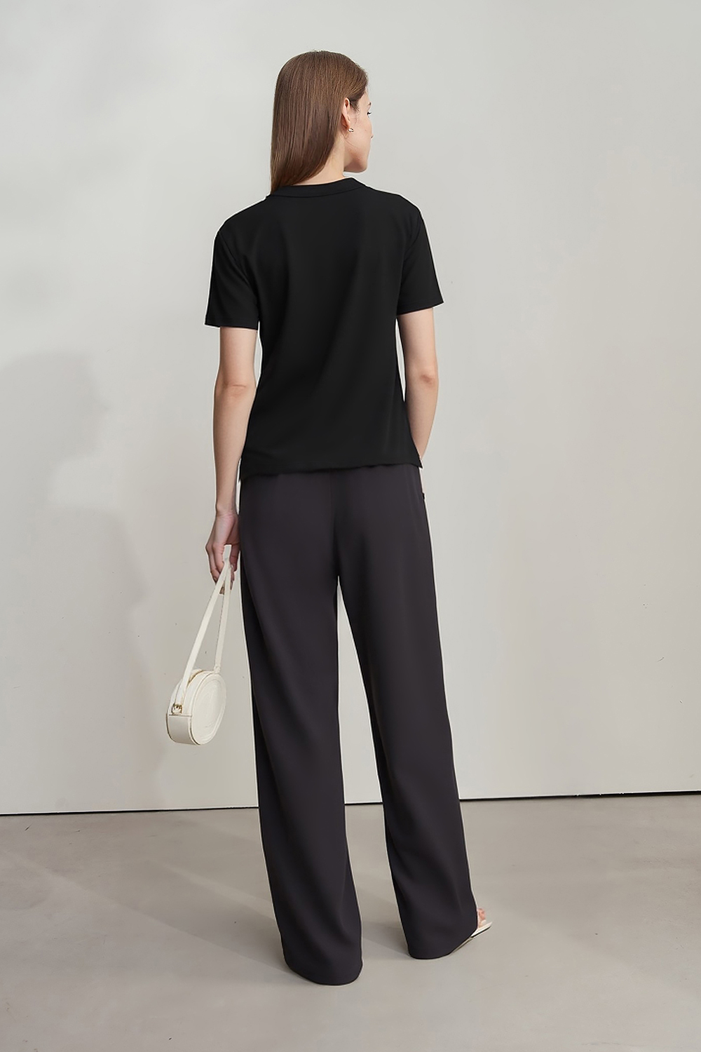 Contrast Button Lapel T-shirt