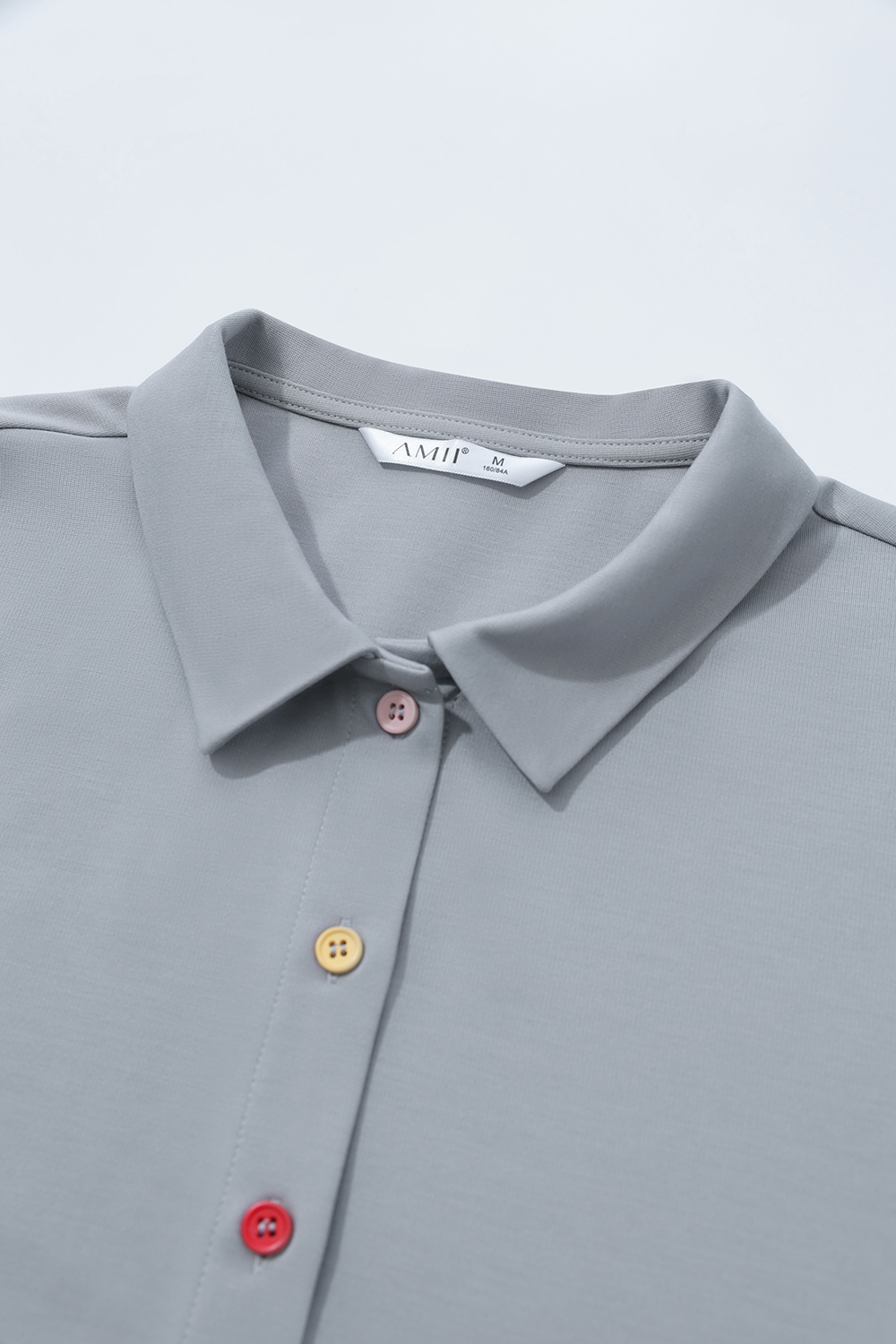 Contrast Button Lapel T-shirt